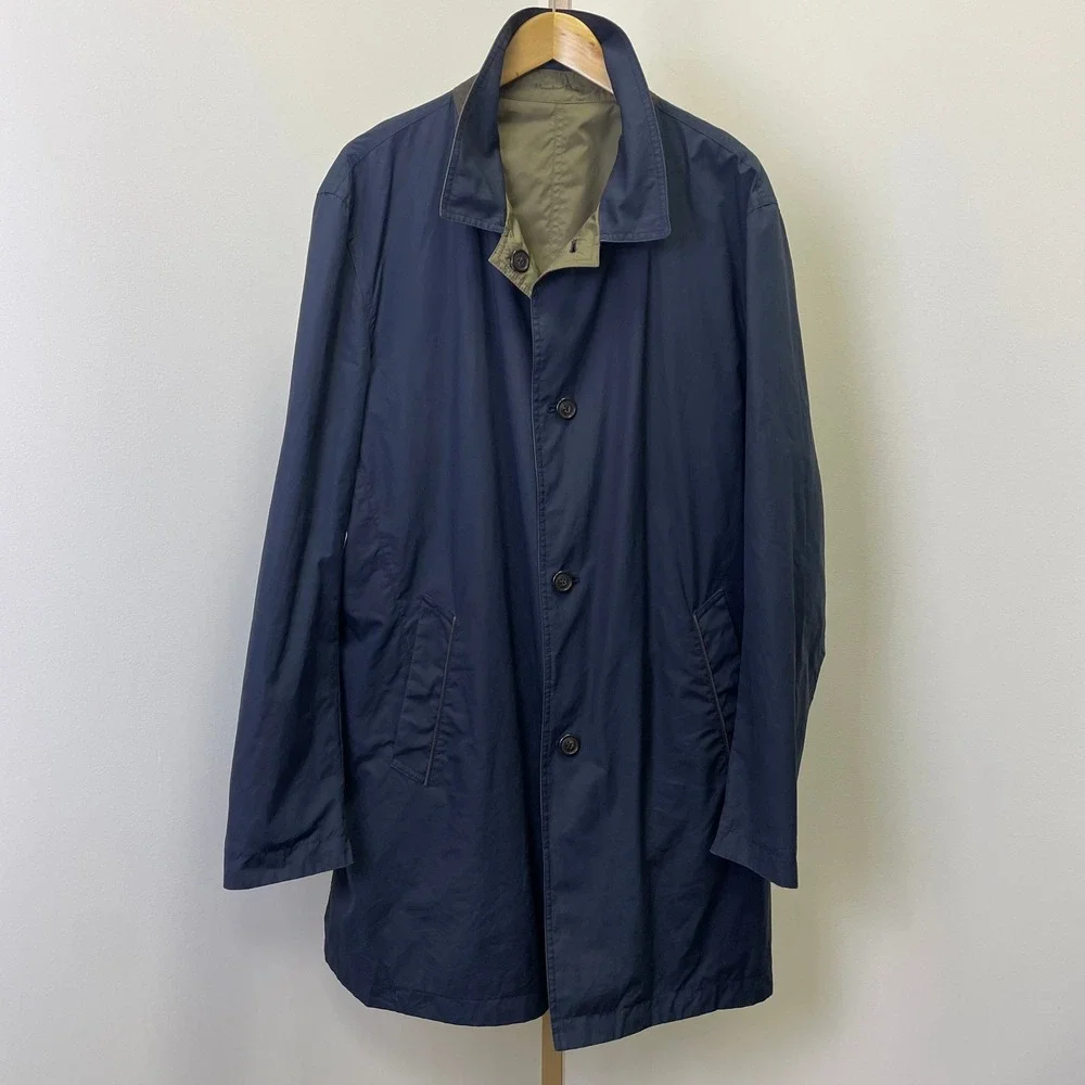 Massimo Dutti Reversible Car Coat Mens XXL Navy Blue Olive Green Jacket